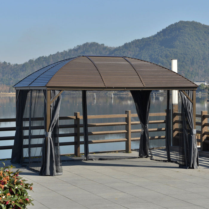 Outsunny 10' X 13' Hardtop Gazebo Canopy With Galvanized Steel Roof, Aluminum Permanent Pavilion Out