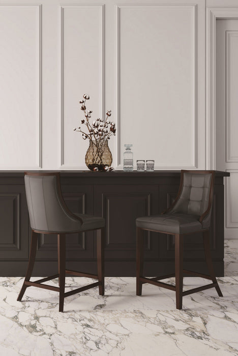 Fifth Avenue Traditional Wood Upholstered Counter Stool in Graphite - Set of 2 