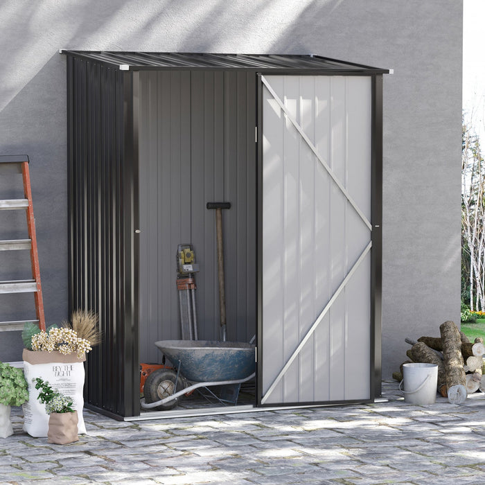 Outsunny 5' X 3' Outdoor Storage Shed, Steel Garden Shed With Single Lockable Door, Tool Storage Hou
