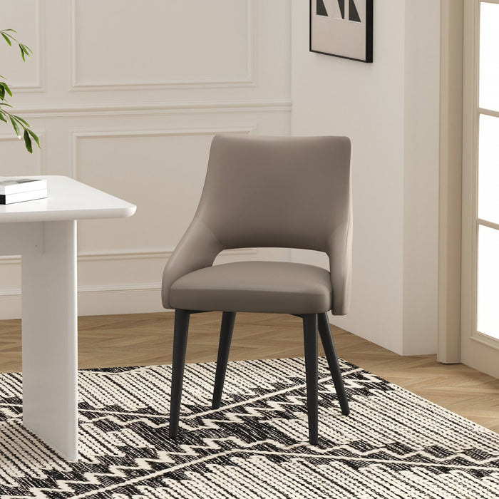 Tremont Modern Metal Vegan Leather Dining Chair in Taupe 
