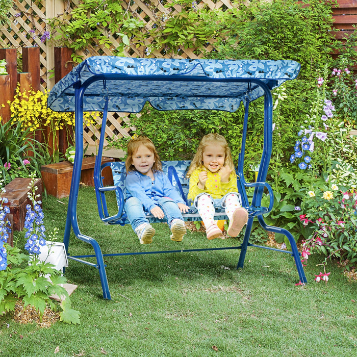 Outsunny 2-seat Kids Porch Swing Chair, Children Outdoor Patio Furniture Lounge Chair For Garden, Wi
