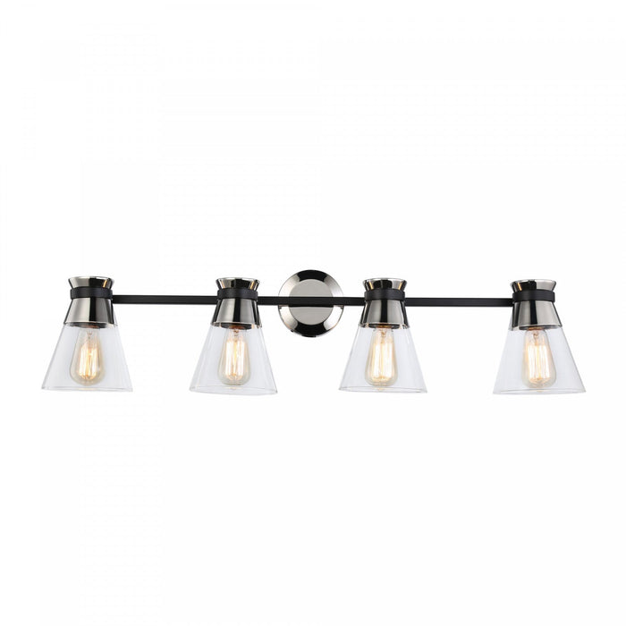 Kanata Black & Brushed Nickel 4-Light Bathroom Vanity Light