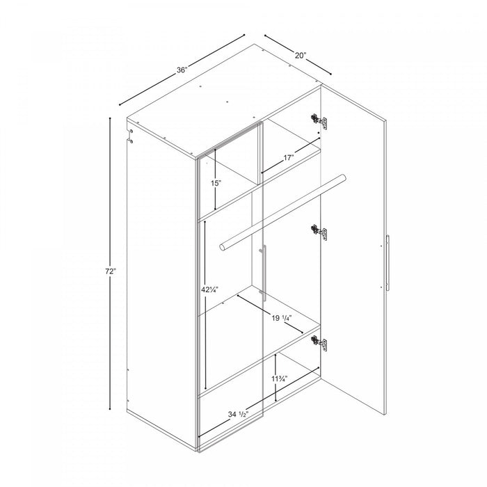 Hangups 2-shelf Wardrobe Storage Cabinet - White 