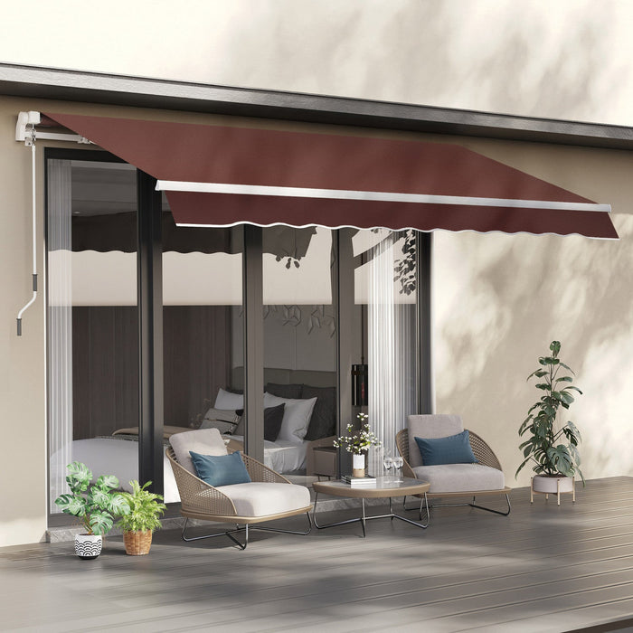 Outsunny 12' X 8' Retractable Awning Patio Awnings Sunshade Shelter Coffee