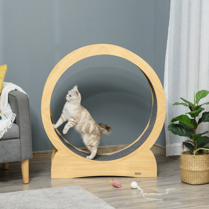 Pawhut Cat Running Wheel, Cat Exercise Treadmill With Brake, Carpeted Runaway, Pet Fitness Weight Lo