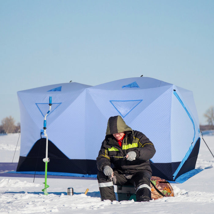 Outsunny 8-person Pop-up Ice Fishing Tent, Insulated Ice Fishing Shelter With Ventilation Windows, D