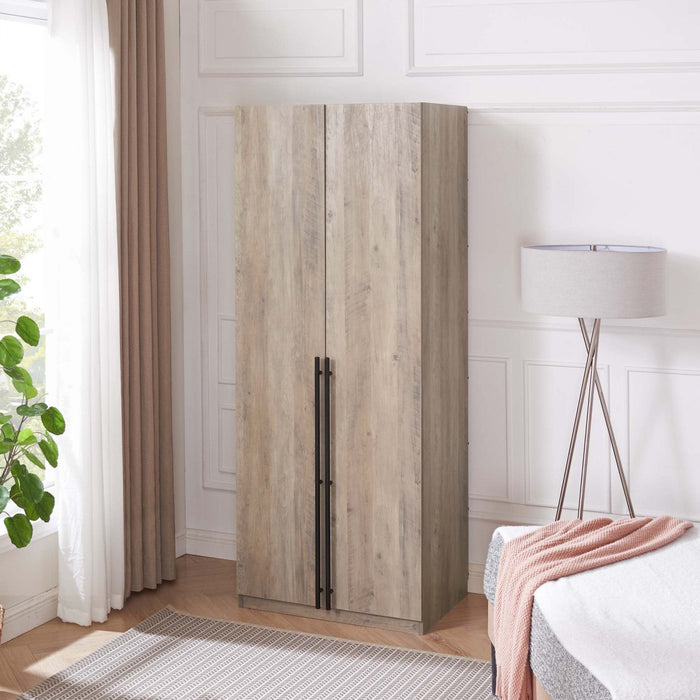 Lee Modern 32\" Wardrobe Closet in Rustic Gray Armoire 