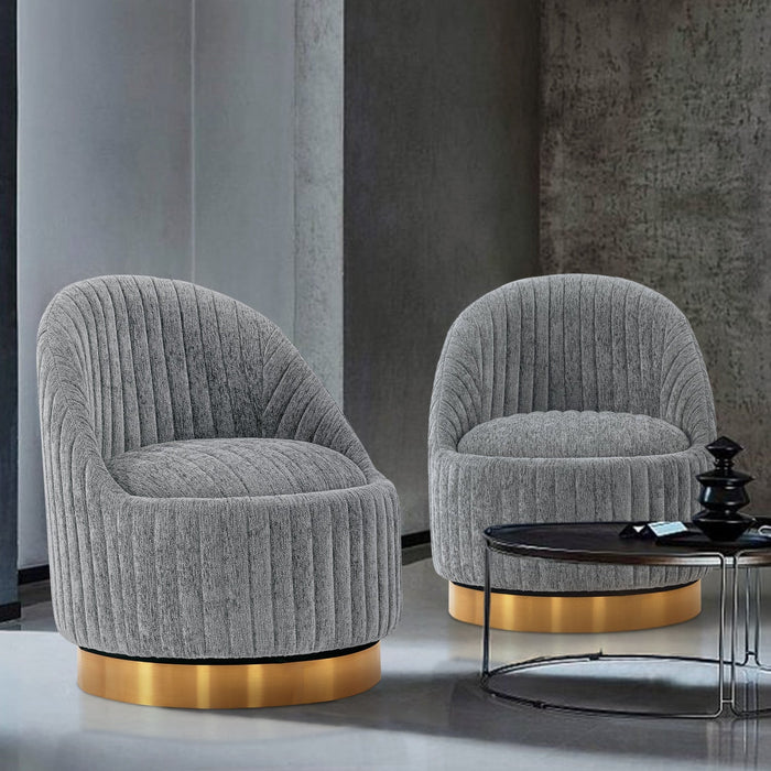 Leela Modern Chenille Swivel Lounge Chair in Gray - Set of 2 Accent Chair 