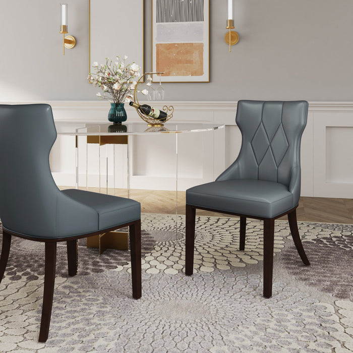 Reine Traditional Wood Upholstered Dining Chair in Gray - Set of 4 
