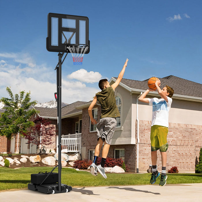 Soozier 7.7-10ft Portable Basketball Hoop With Free Weight, 43" Backboard