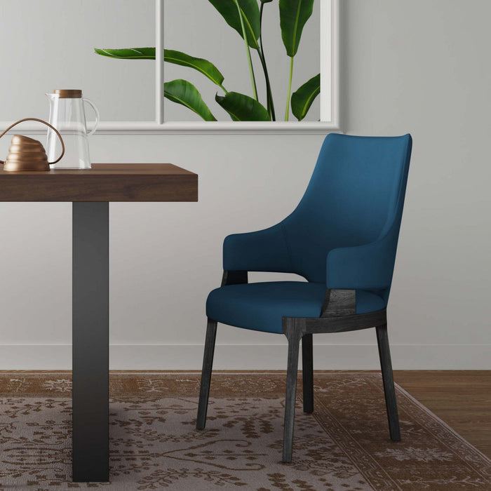 Kara Modern Wood Upholstered Dining Chair in Blue 