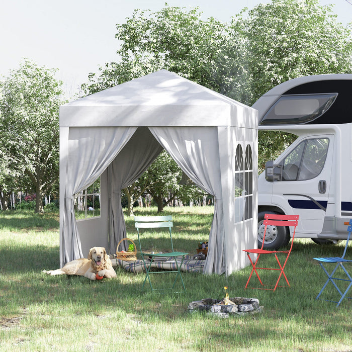 Outsunny 6.6'x6.6' Pop Up Gazebo Canopy Tent With Sidewalls, Instant Sun Shelter, With Carry Bag, Fo