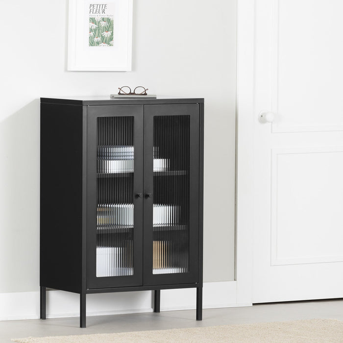 Kodali Glass Door Accent Cabinet - Black