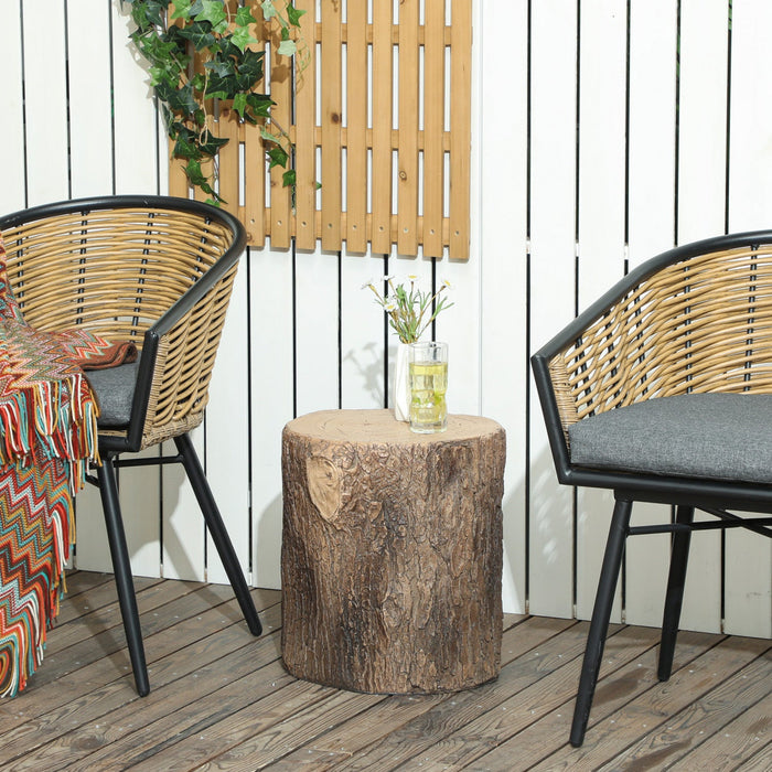 Outsunny 15" Tree Stump Decorative Garden Stool Side Table Plant Stand