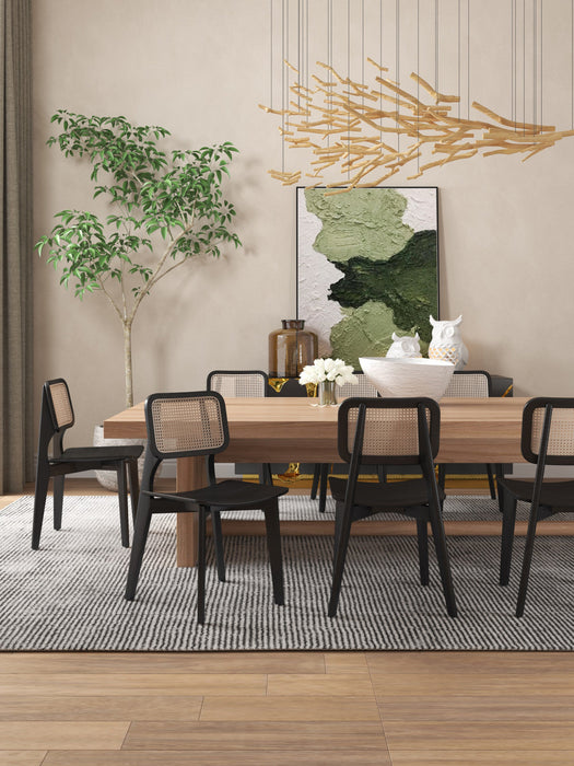 Versailles Industry Chic Wood Dining Chair in Black and Natural - Set of 4 