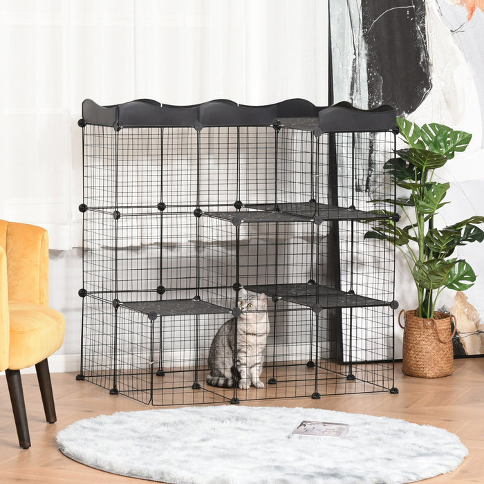 Pawhut 40 Panels Small Animal Cage, Pet Playpen With Doors, Kitten Cage, Portable Metal Wire Yard Fo