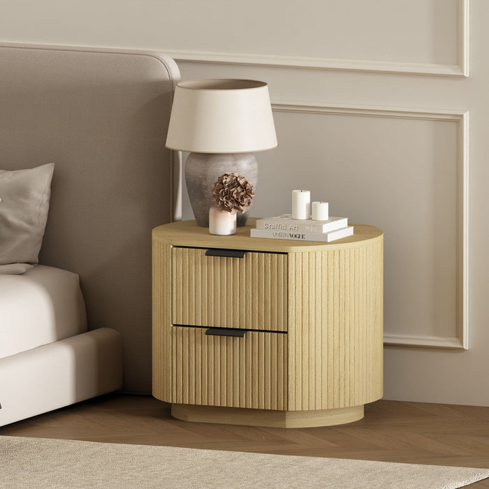 Olivia Modern 27\" Nightstand in Natural Oak (2-Drawer) 