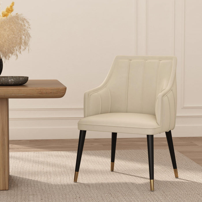 Eda Modern Wood Armchair in Cream Dining Chair 
