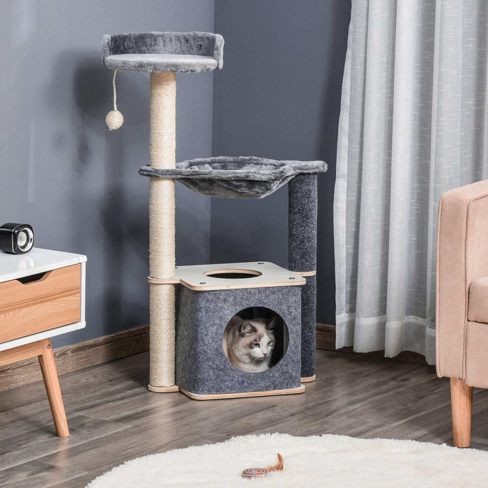 Pawhut Cat Tree, Multi-level Cat Tower With Perch, Scratching Post, Cat Condo, Hammock, Hanging Toy 