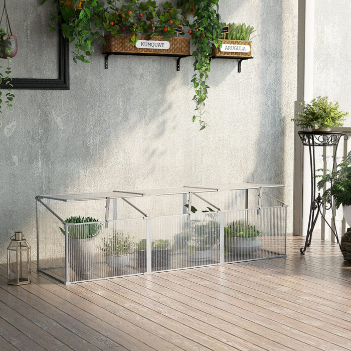 Outsunny Aluminium Cold Frame Greenhouse Garden Portable Raised Planter With Openable Top For Indoor