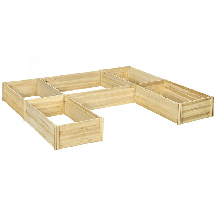 Outsunny DIY 5-box Raised Garden Bed Flower Bed Set, Natural Wood