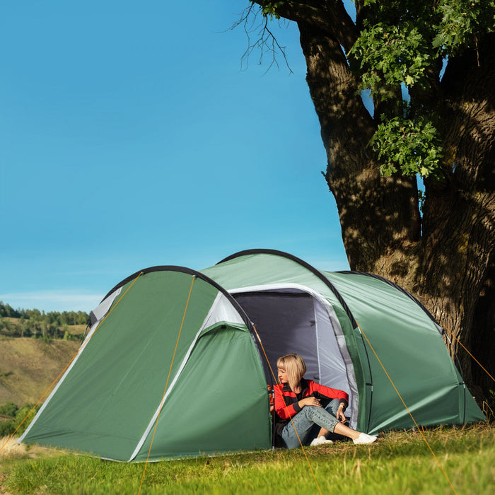 Outsunny Camping Dome Tent W/ Vestibule For 2-3 Person With Weatherproof Screen Room Vestibule Backp