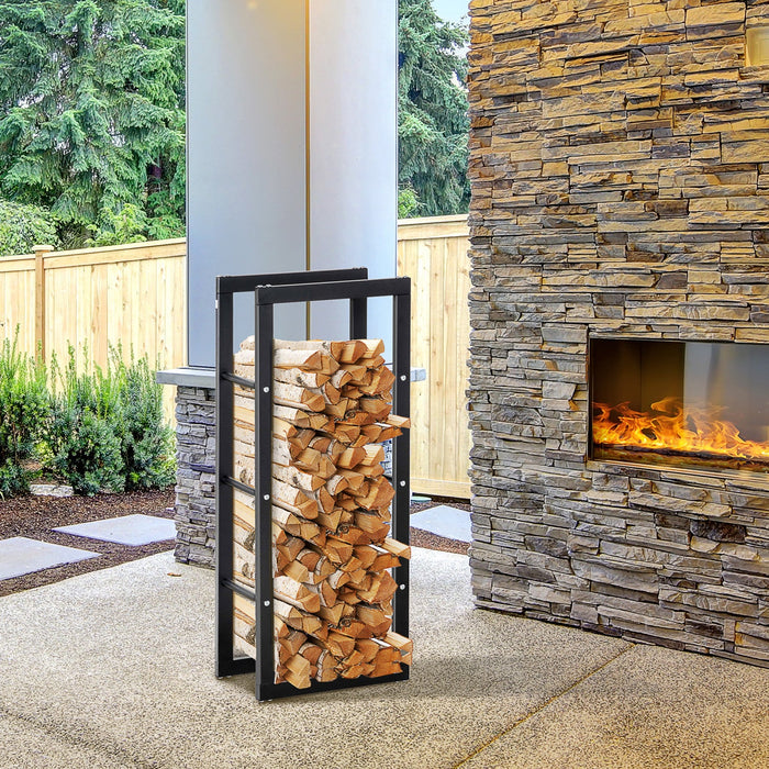 Homcom Firewood Rack Log Holder Fireplace Storage Rack With Handles And 220 Lbs. Weight Capacity, 15