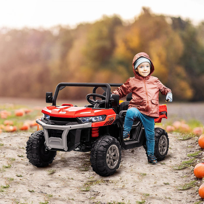 Aosom 12v Ride On Car With Electric Bucket, Two-seater Battery-powered Cars For Kids With Shovel, Re