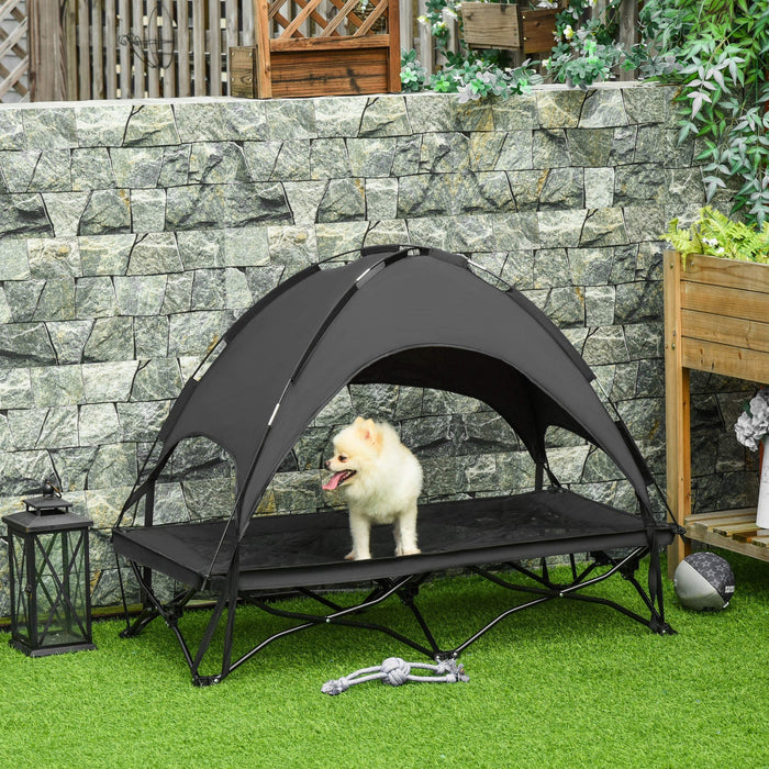 Pawhut Elevated Pet Cot With Removable Canopy Shade Uv Protection Portable Foldable Raised Bed Cot C