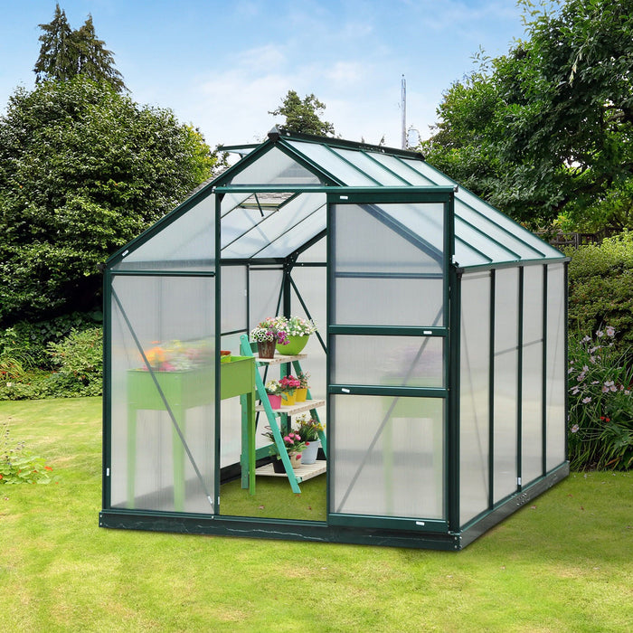 Outsunny 6.2' X 8.3' X 6.6' Clear Polycarbonate Greenhouse Large Walk-in Green House Garden Plants G