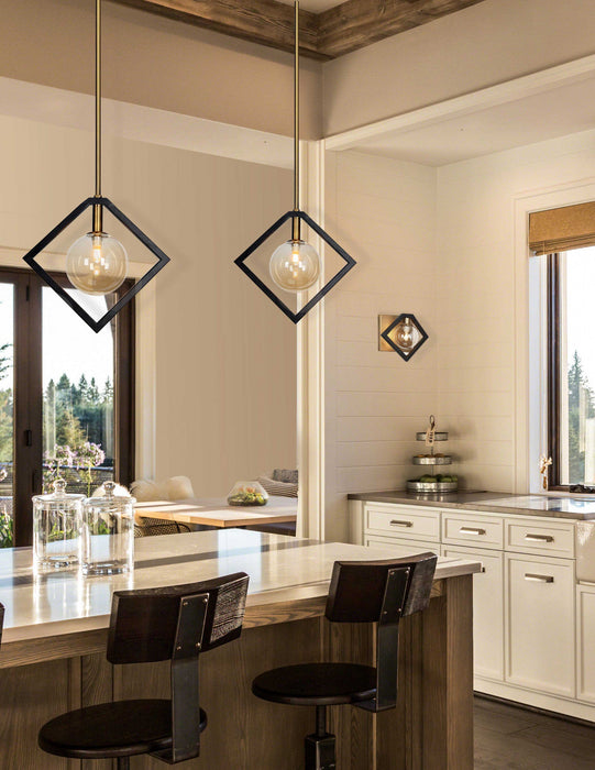 Dainolite Glasgow 1 Light Wall Sconce Matte Black/Vintage Bronze Finish Champagne Glass Lamp