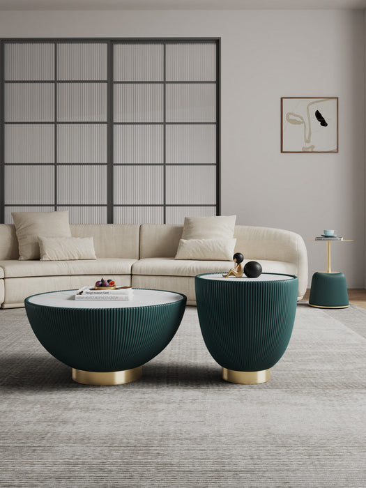 Anderson Modern 3-Piece Coffee Table & End Table Set in Green 