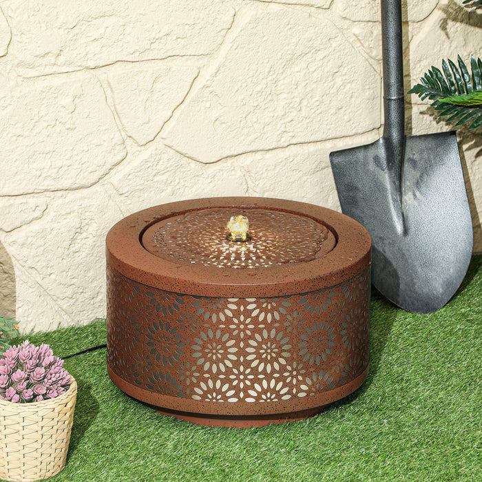 Outsunny Outdoor Water Fountain With Led Lights Garden Waterfall Fountain