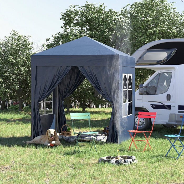 Outsunny 6.6'x6.6' Pop Up Gazebo Canopy Tent With Sidewalls, Instant Sun Shelter, With Carry Bag, Fo