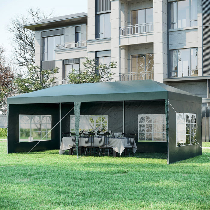 Outsunny 18.7' X 9.4' Party Tent, Portable Folding Wedding Tent, Garden Canopy Event Shelter, Outdoo