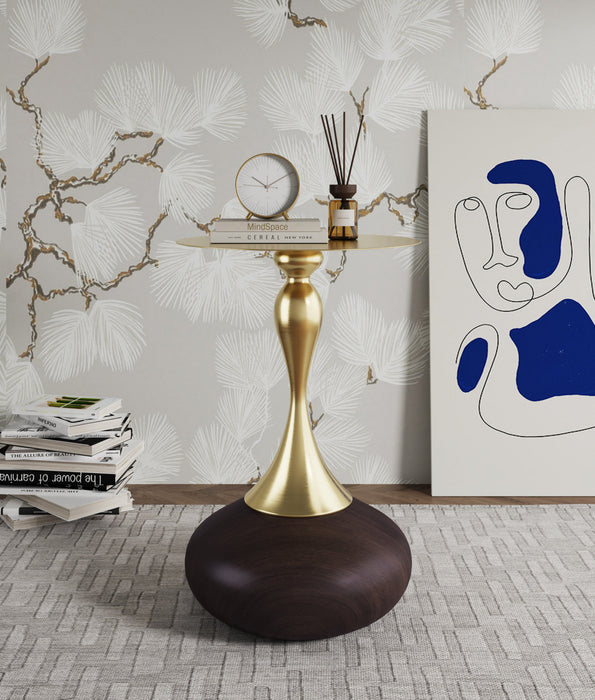 Patchin Modern End Table in Brown and Gold 