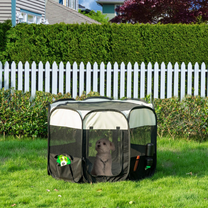 Pawhut Foldable Pet Playpen For Indoor/outdoor Use, Portable Exercise Pen Kennel With Storage Pocket