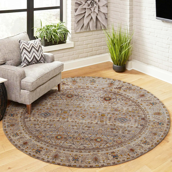 Zaina Traditional 5'0\" x 5'0\" Area Rug in Grey Indoor Area Rug 