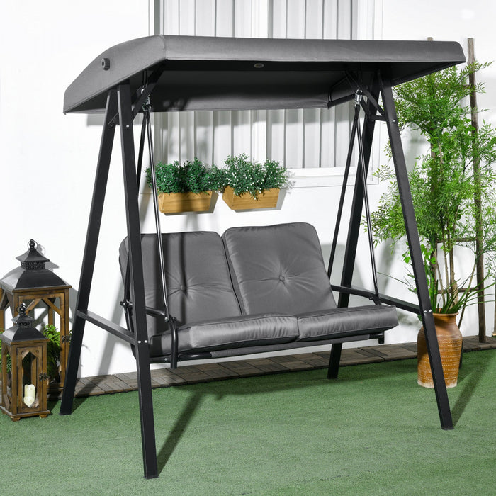 Outsunny 2 Seater Covered Outdoor Swing Chair Porch Swing Bench Lounger Hammock With Removable Cushi