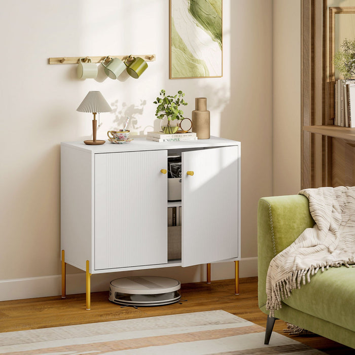 HOMCOM Sideboard with Fluted Doors, 32" Modern Buffet Cabinet, White