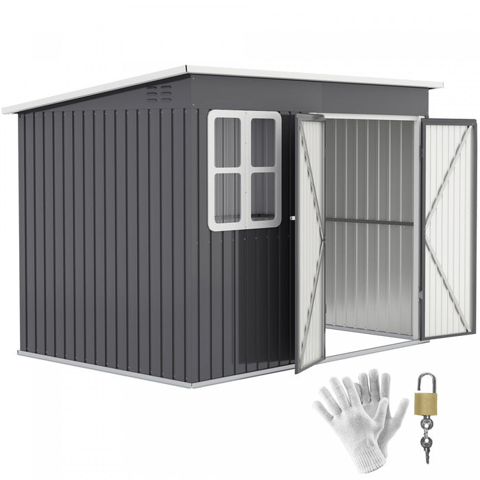 Outsunny 8.5' X 6' Metal Outdoor Storage Shed With Window, Lockable Doors