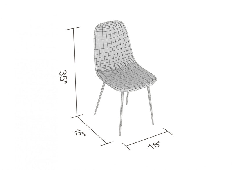 Dining Chair With Grey Fabric Seat And Sturdy Black Metal Base 