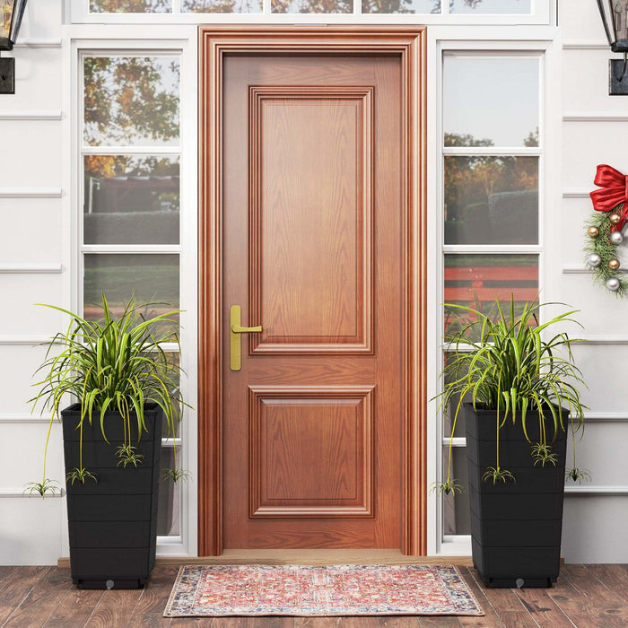 Costway 23" Tall Planter Set Of 2 For Indoor/ Outdoor Use Large Self-watering Plant Pot Black