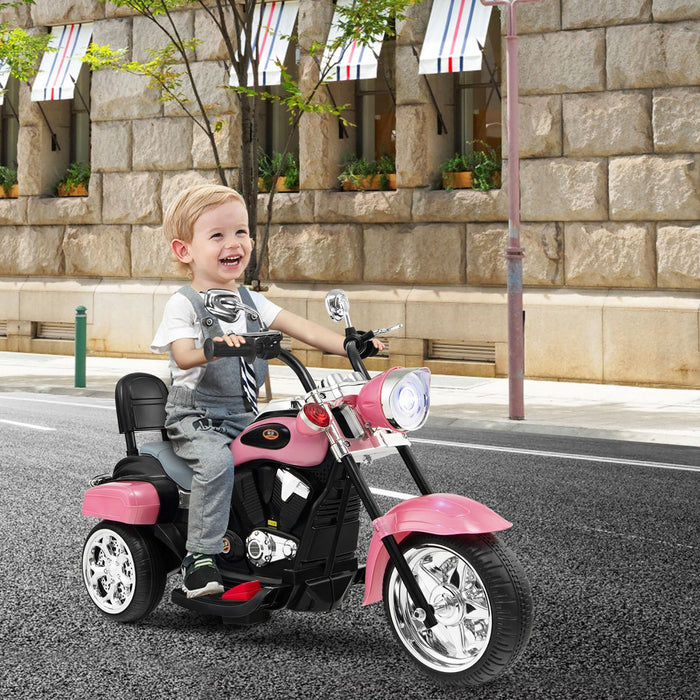 Costway 6v Kids Ride On Chopper Motorcycle 3 Wheel Trike With Headlight And Horn Pink