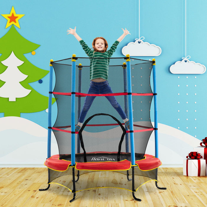 Qaba Kids Trampoline With Safety Enclosure Net And Built-in Zipper Safety Pad, Indoor Outdoor Exerci
