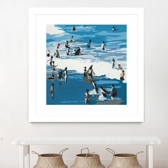 \"Surf's Up\" Matted and Framed White 36x36 Wall Art