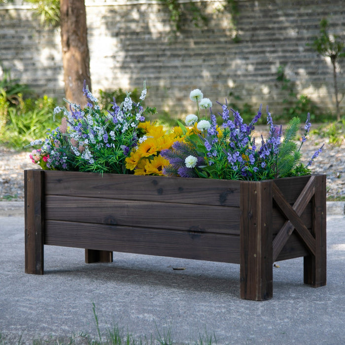 Outsunny 3.3 X 1.2 X 1.2 Ft Garden Raised Bed Planter Grow Containers For Outdoor Patio Plant Flower