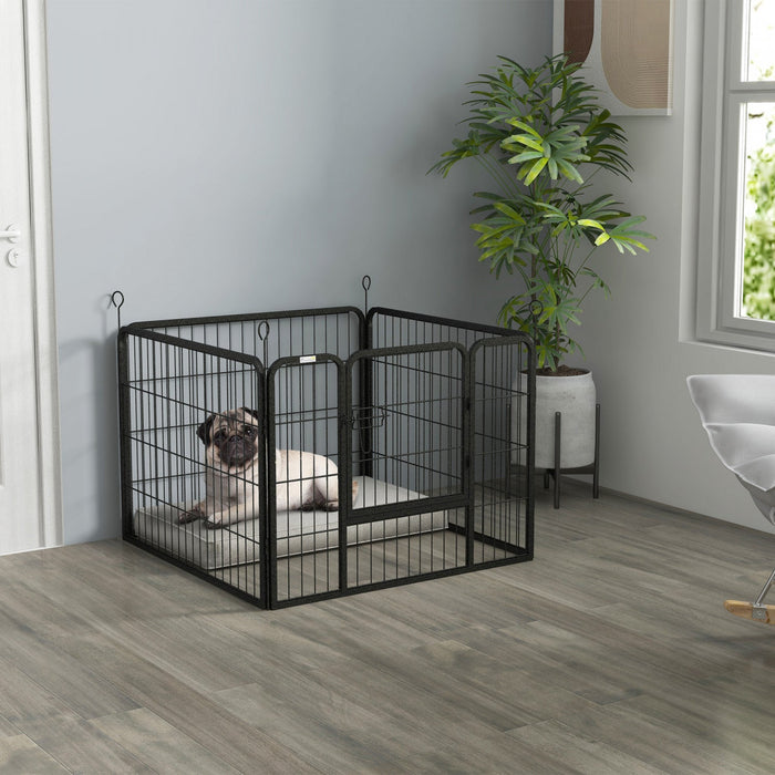 Pawhut Dog Pen Dog Play Pen 4 Panels Dog Fence Outdoor Indoor With Gate For Small Animal Dog, Backya