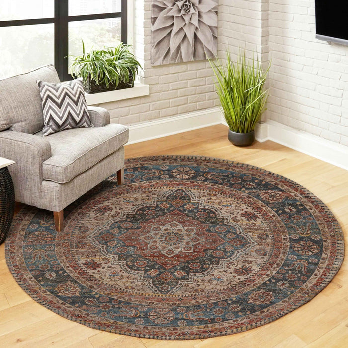 Irina Traditional 5'0\" x Area Rug in Multi Indoor Area Rug 