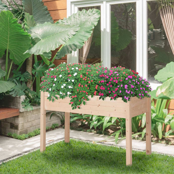 Outsunny 48''x22''x30'' Elevated Planter Box With Legs Wooden Patio Raised Garden Bed Outdoor Flower